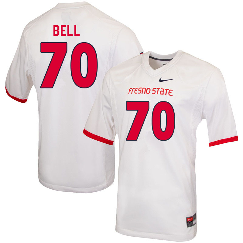 Men #70 Matai Bell Fresno State Bulldogs College Football Jerseys Sale-White